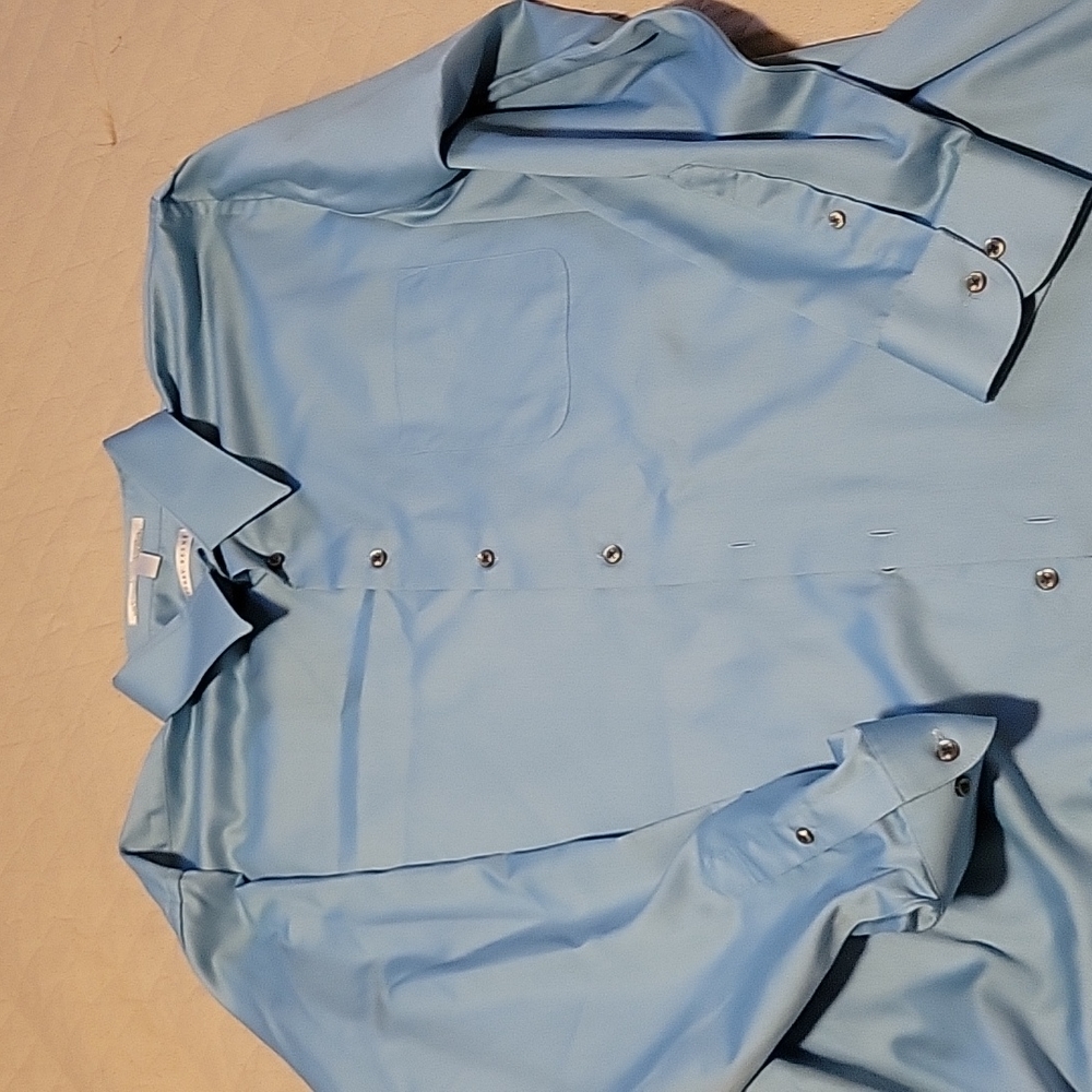 EUC Geoffrey Beene Long Sleeve Dress Shirt Light Blue Sateen 19-35/36 Tall